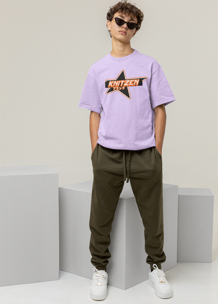 Lavender Oversized Printed Tshirt with Project Y2k design