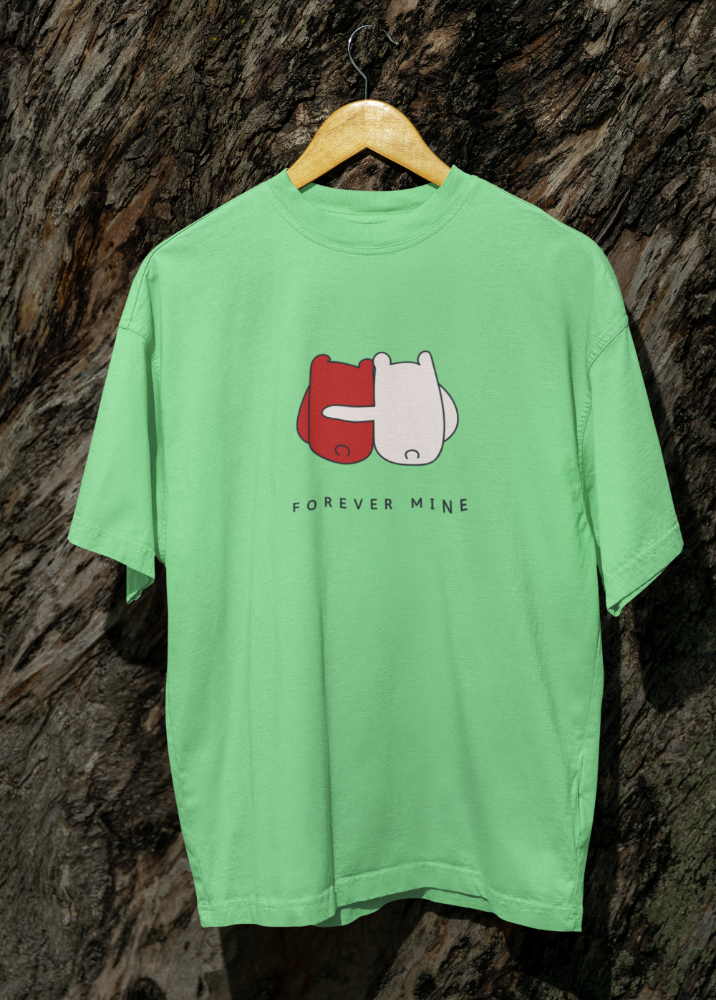 Green Oversized Printed Tshirt with Forever Mine Design