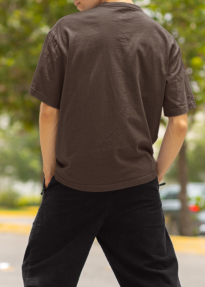 Brown Oversized Printed Tshirt with Keep Growing Design