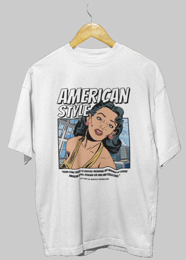 White Oversized Printed Tshirt with American Style Design