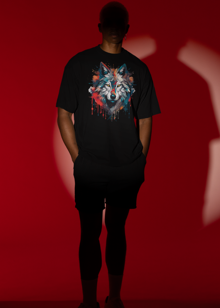 Premium Mens Dropshoulder Tshirt - WOLF 3D Art