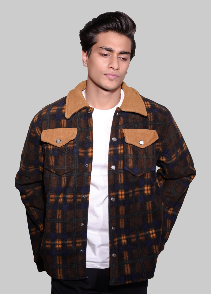 Brown Oversized Bonded Shacket