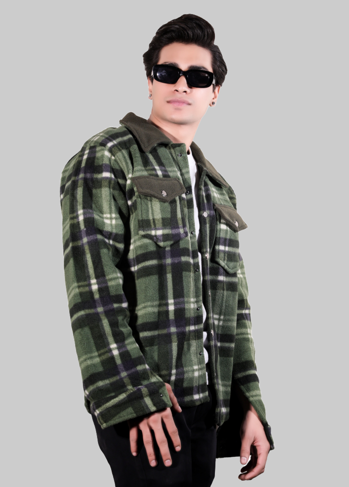 Green Oversized Bonded Shacket