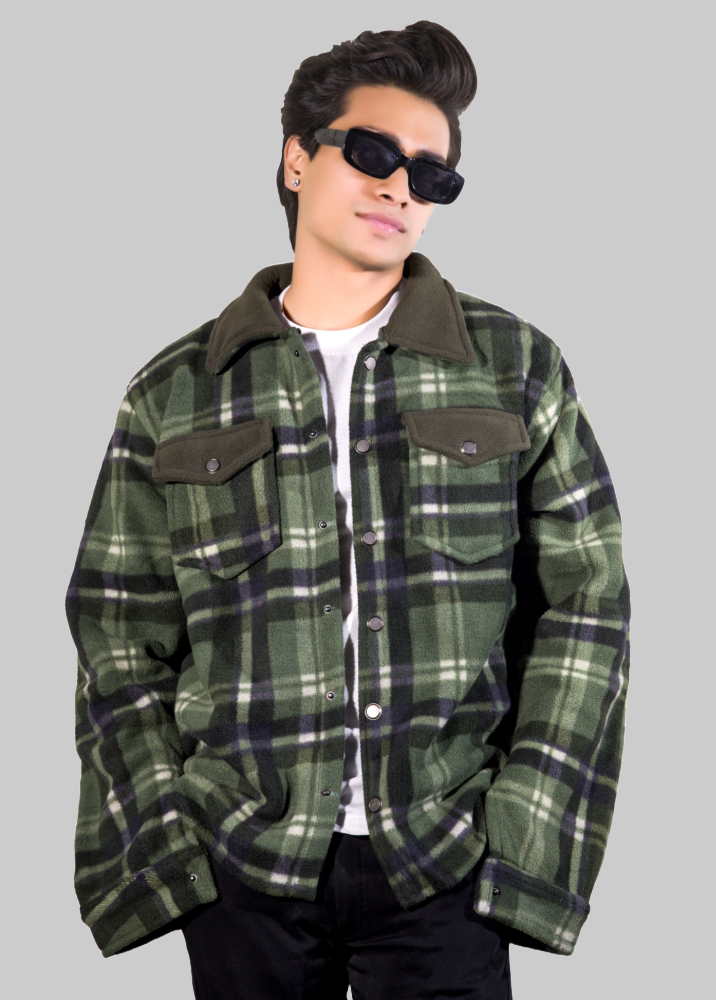 Green Oversized Bonded Shacket