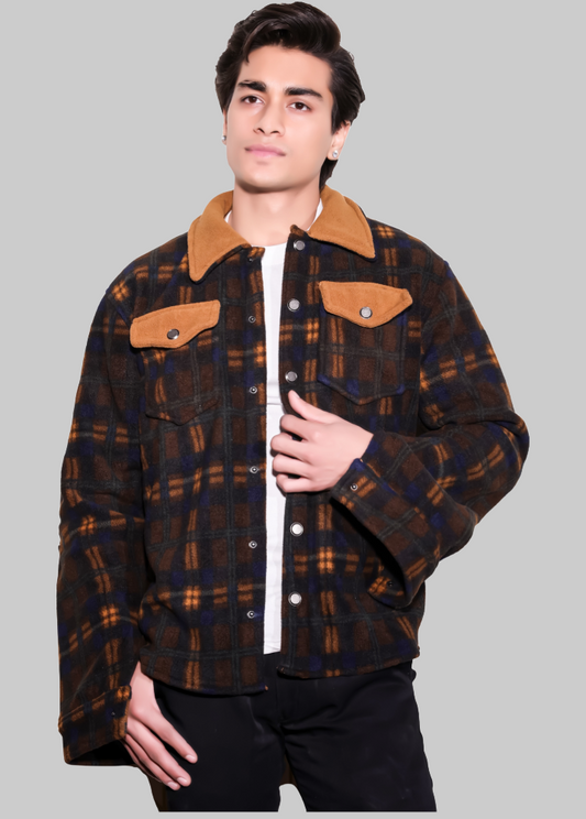 Brown Oversized Bonded Shacket