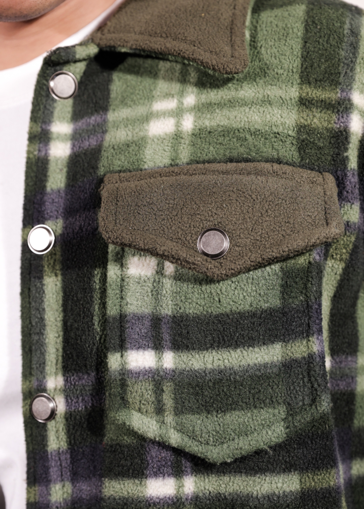 Green Oversized Bonded Shacket