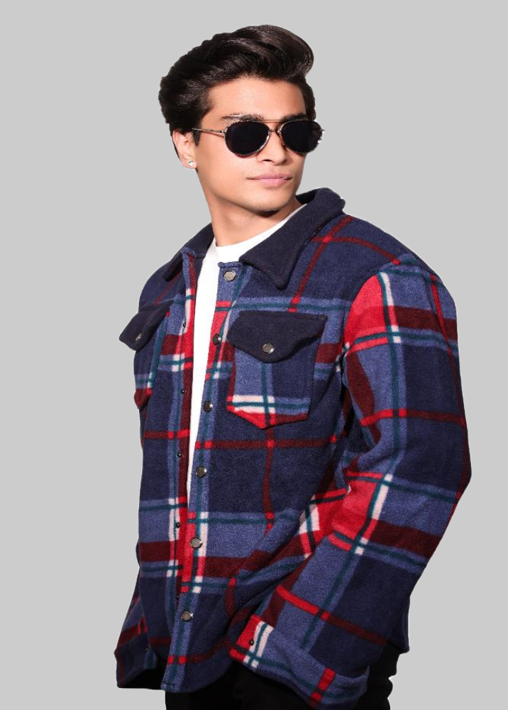 Red Oversized Bonded Shacket