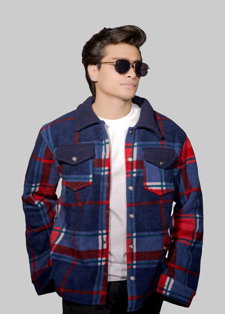 Red Oversized Bonded Shacket