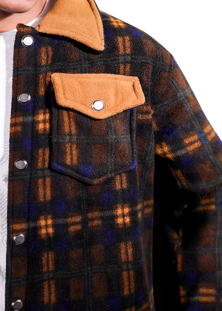 Brown Oversized Bonded Shacket