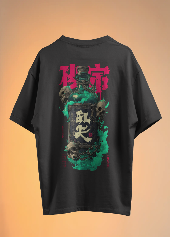 Black Oversized Premium Bottle Of Death Tshirt