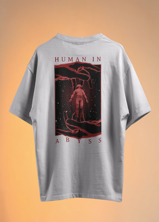 White Oversized Tshirt -  Human in Abyss