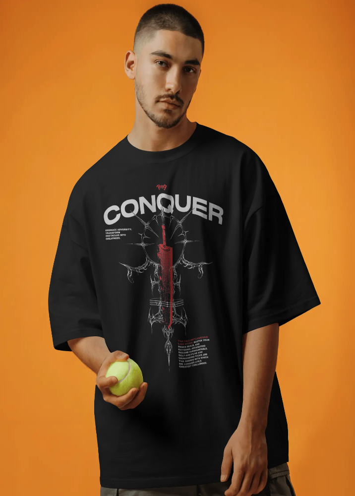 Black Oversized Premium Conquer T-shirt